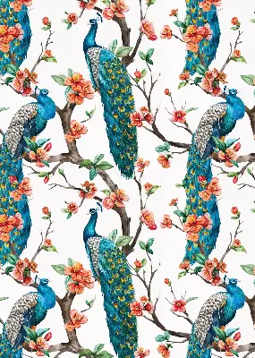 Fenster rollo Pfau auf einem Ast