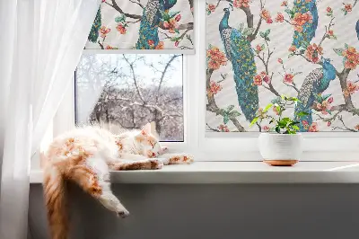Fenster rollo Pfau auf einem Ast