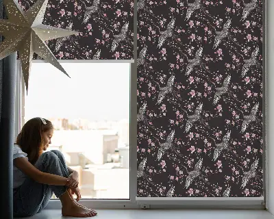 Fenster rollo Reiher und Blumen