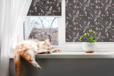 Fenster rollo Reiher und Blumen