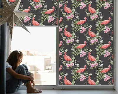 Rollo lichtundurchlässig Flamingos auf Pflanzen