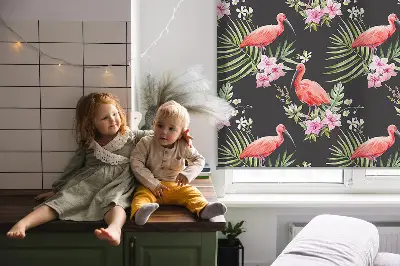 Rollo lichtundurchlässig Flamingos auf Pflanzen
