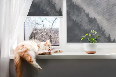 Fenster rollo Nebelige Berge