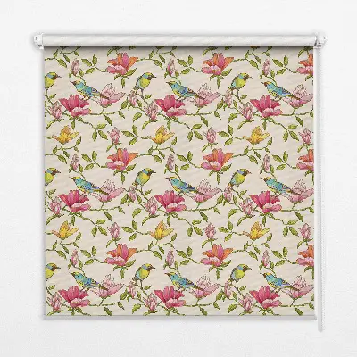 Fenster rollo Vögel auf Blumen