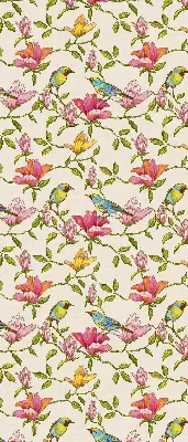 Fenster rollo Vögel auf Blumen
