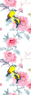 Fenster rollo Vögel auf Blumen