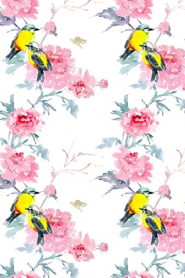 Fenster rollo Vögel auf Blumen