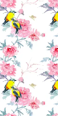 Fenster rollo Vögel auf Blumen