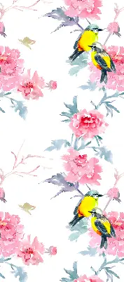 Fenster rollo Vögel auf Blumen