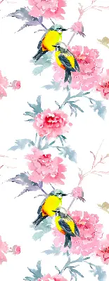 Fenster rollo Vögel auf Blumen