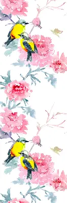 Fenster rollo Vögel auf Blumen