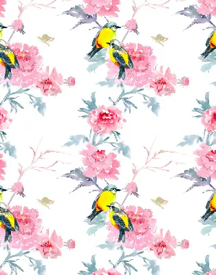 Fenster rollo Vögel auf Blumen