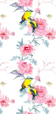Fenster rollo Vögel auf Blumen