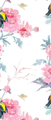 Fenster rollo Vögel auf Blumen