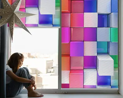 Fenster rollo Bunte 3D-Würfel