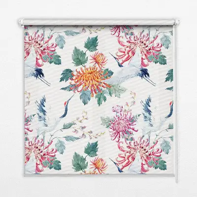 Rollo lichtundurchlässig Reiher und Blume