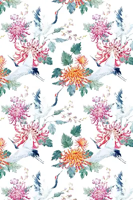 Rollo lichtundurchlässig Reiher und Blume