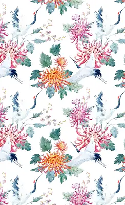Rollo lichtundurchlässig Reiher und Blume