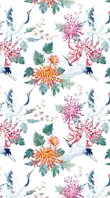 Rollo lichtundurchlässig Reiher und Blume