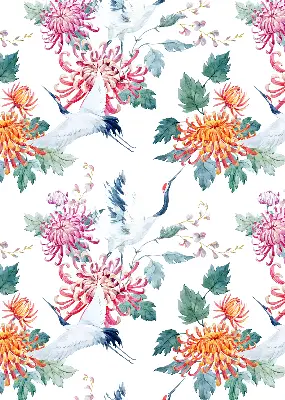 Rollo lichtundurchlässig Reiher und Blume