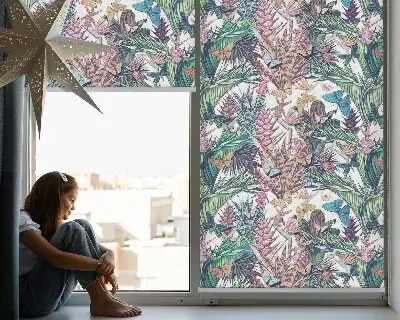 Fenster rollo Schmetterlinge auf Blumen