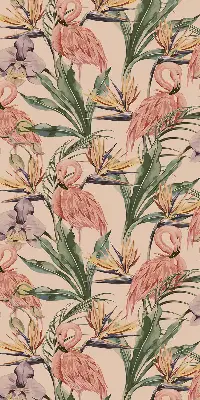 Fenster rollo Flamingos und Blumen