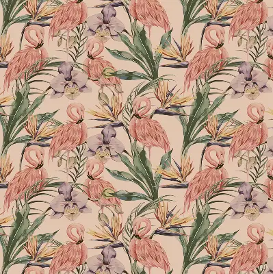 Fenster rollo Flamingos und Blumen