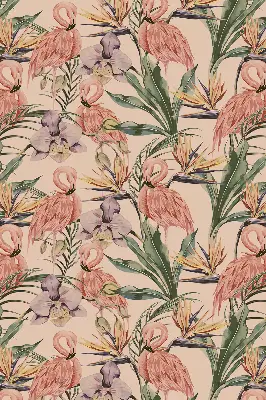 Fenster rollo Flamingos und Blumen