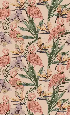 Fenster rollo Flamingos und Blumen