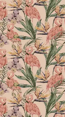 Fenster rollo Flamingos und Blumen