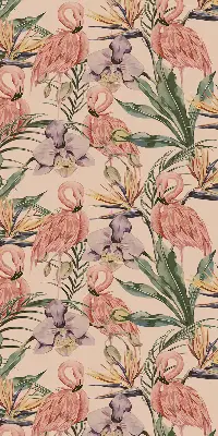 Fenster rollo Flamingos und Blumen