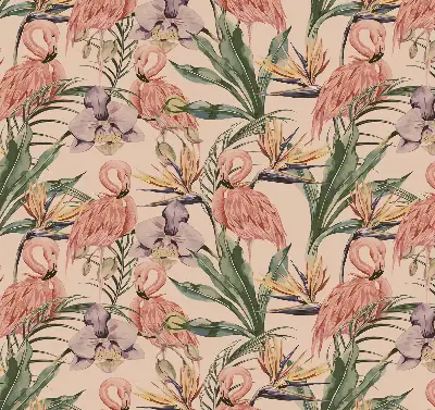 Fenster rollo Flamingos und Blumen