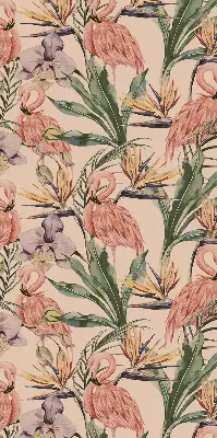 Fenster rollo Flamingos und Blumen