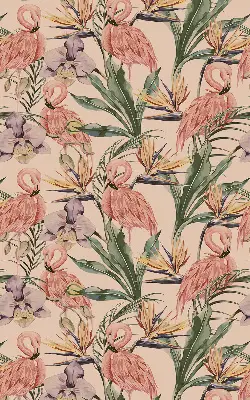 Fenster rollo Flamingos und Blumen