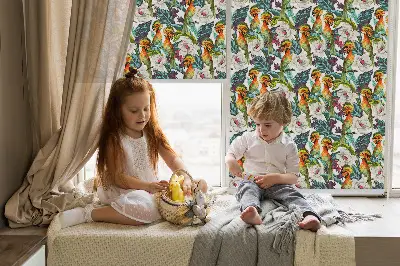 Fenster rollo Vögel und Blumen