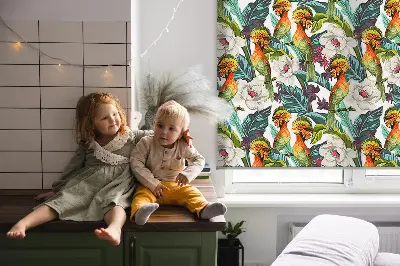 Fenster rollo Vögel und Blumen