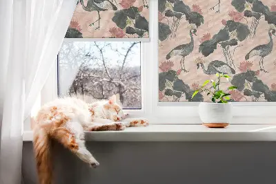 Rollo lichtundurchlässig Reiher vor rosa Hintergrund