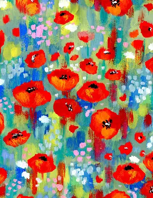 Rollo lichtundurchlässig Mohnblumenwiese