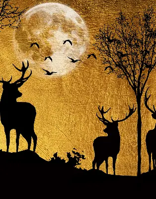 Fenster rollo Hirsche bei Nacht