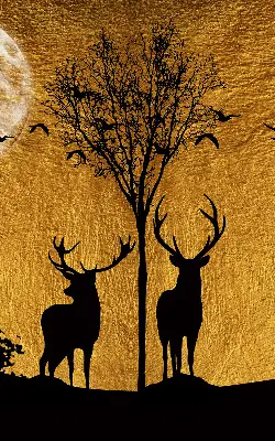 Fenster rollo Hirsche bei Nacht