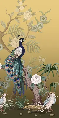 Rollo lichtundurchlässig Pfau auf einem Baum
