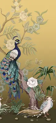 Rollo lichtundurchlässig Pfau auf einem Baum