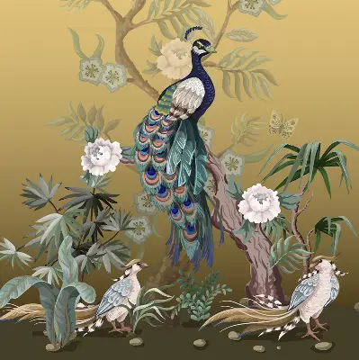Rollo lichtundurchlässig Pfau auf einem Baum
