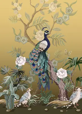 Rollo lichtundurchlässig Pfau auf einem Baum