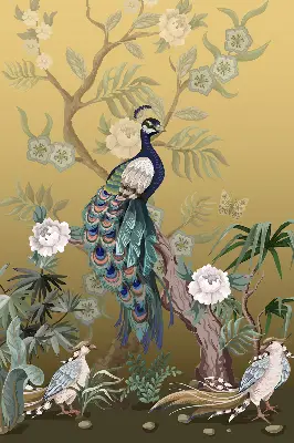 Rollo lichtundurchlässig Pfau auf einem Baum