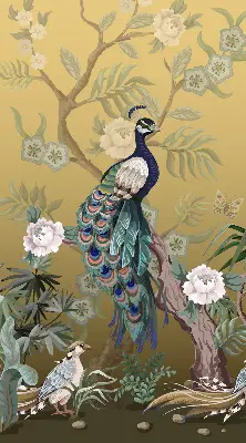 Rollo lichtundurchlässig Pfau auf einem Baum