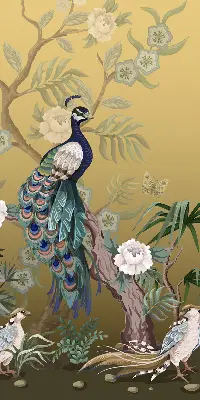 Rollo lichtundurchlässig Pfau auf einem Baum