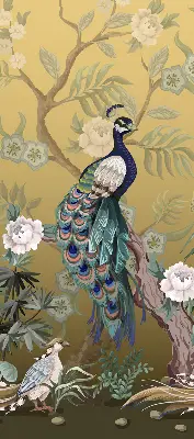 Rollo lichtundurchlässig Pfau auf einem Baum