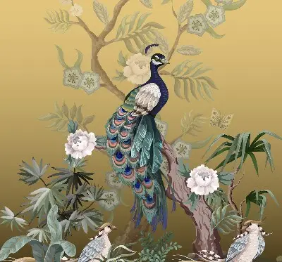 Rollo lichtundurchlässig Pfau auf einem Baum