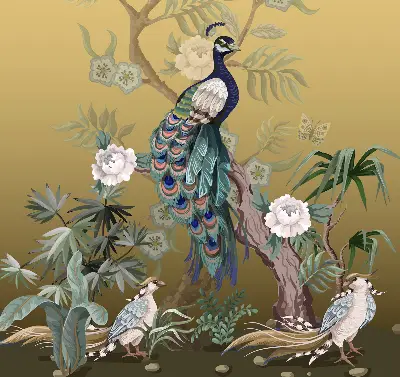 Rollo lichtundurchlässig Pfau auf einem Baum